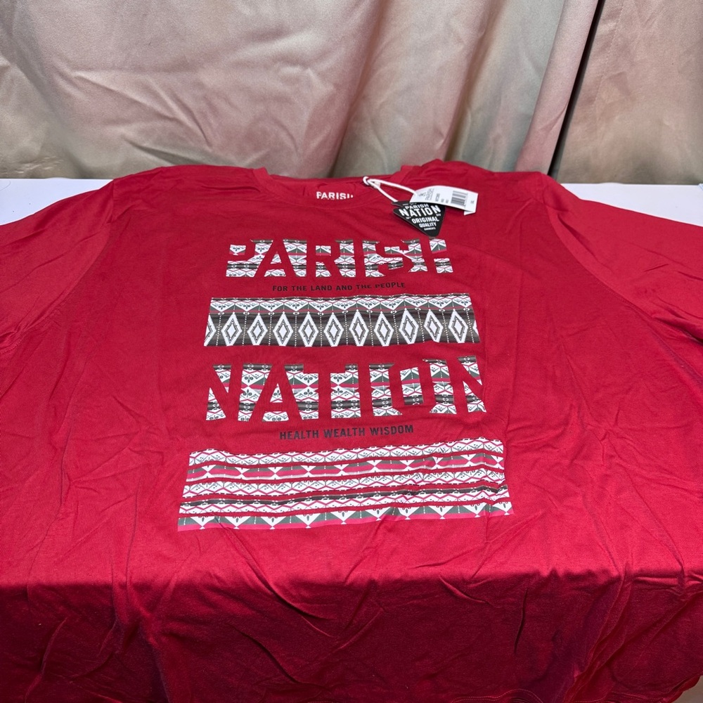 Parish Nation Native Men’s 5xl Red NWT Red Graphic Tee with Tribal Patterns